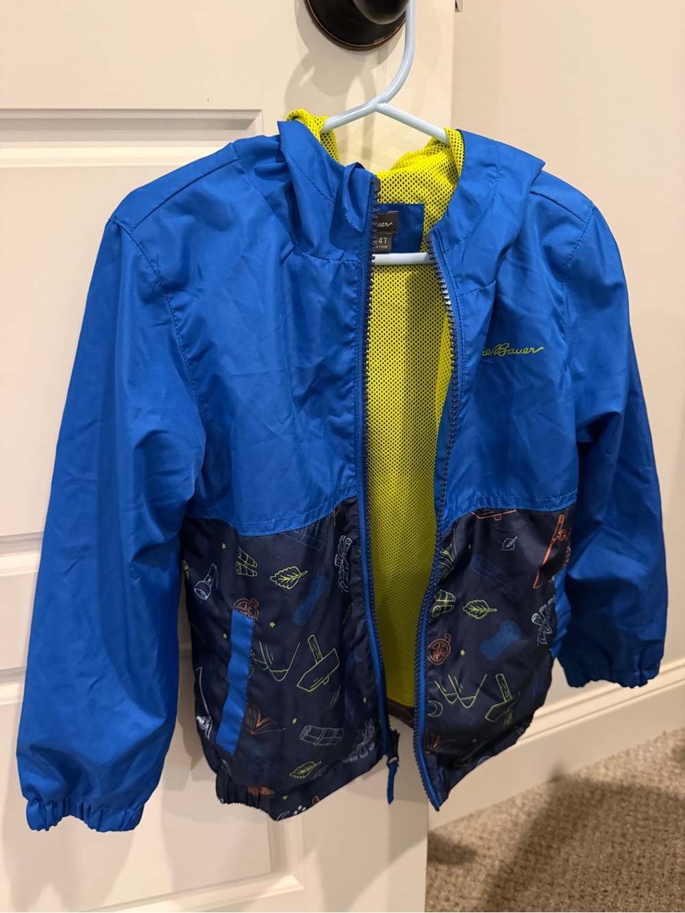 Eddie Bauer Kids Blue Hooded Windbreaker Jacket